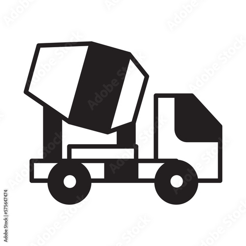 Solid Line MIXER TRUCK design vector icon