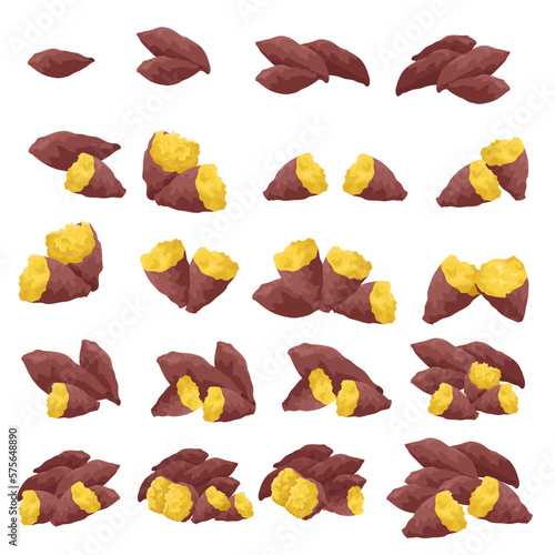 焼き芋のイラスト素材セット　ベクター