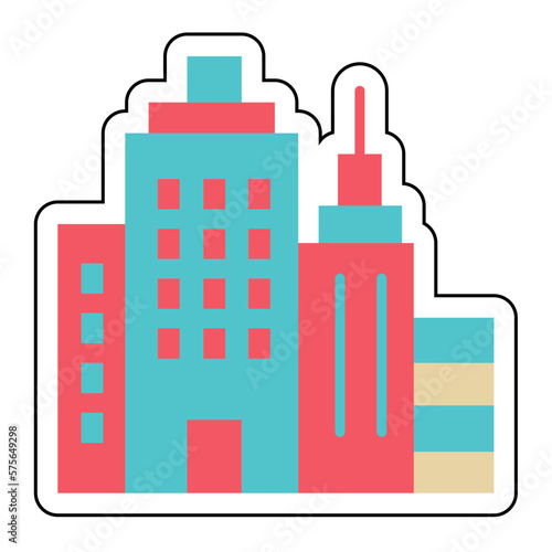 Sticker BUILDINGS design vector icon