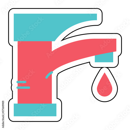 Sticker FAUCET design vector icon
