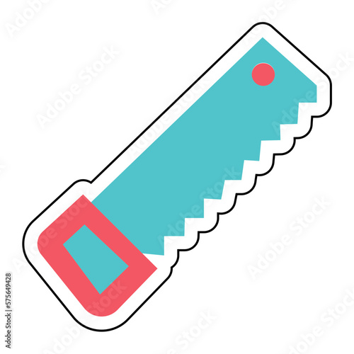 Sticker HAND SAW design vector icon
