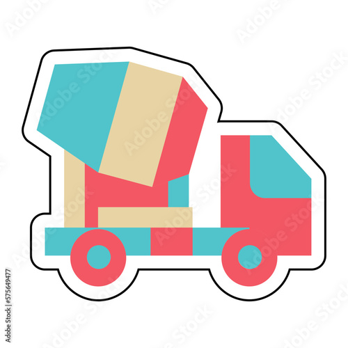 Sticker MIXER TRUCK design vector icon