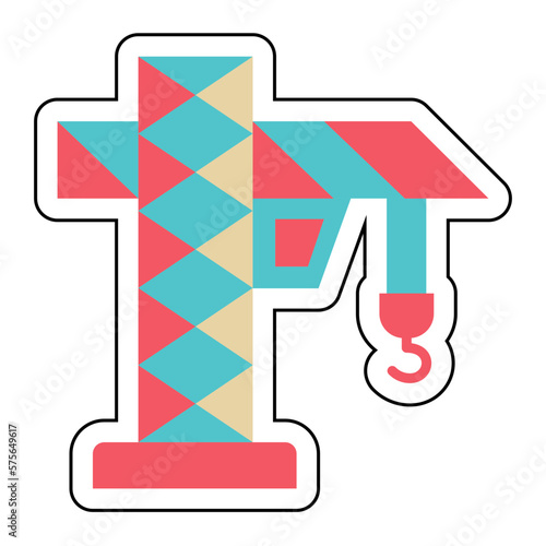 Sticker TOWER CRANE design vector icon