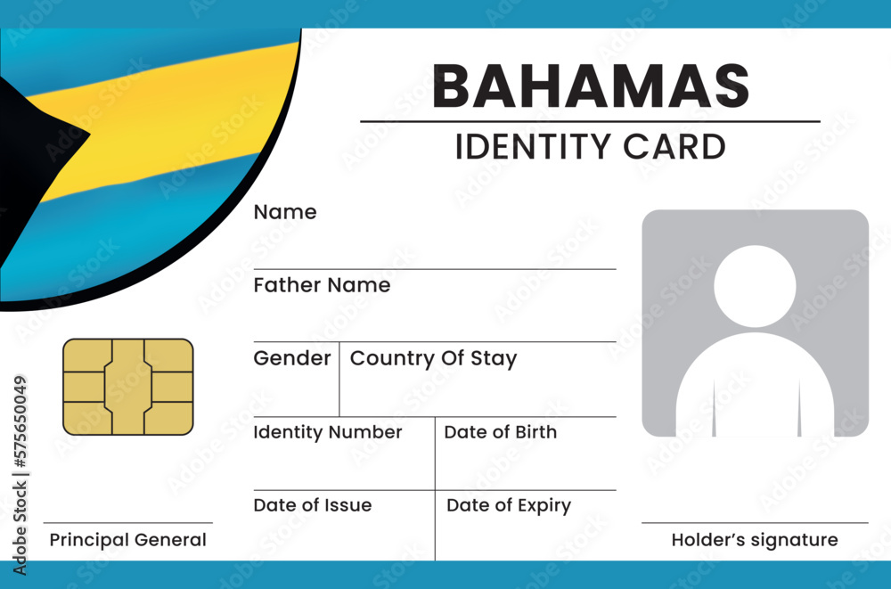 Bahamas Identity Card and National Identity Card Design Stock Vector