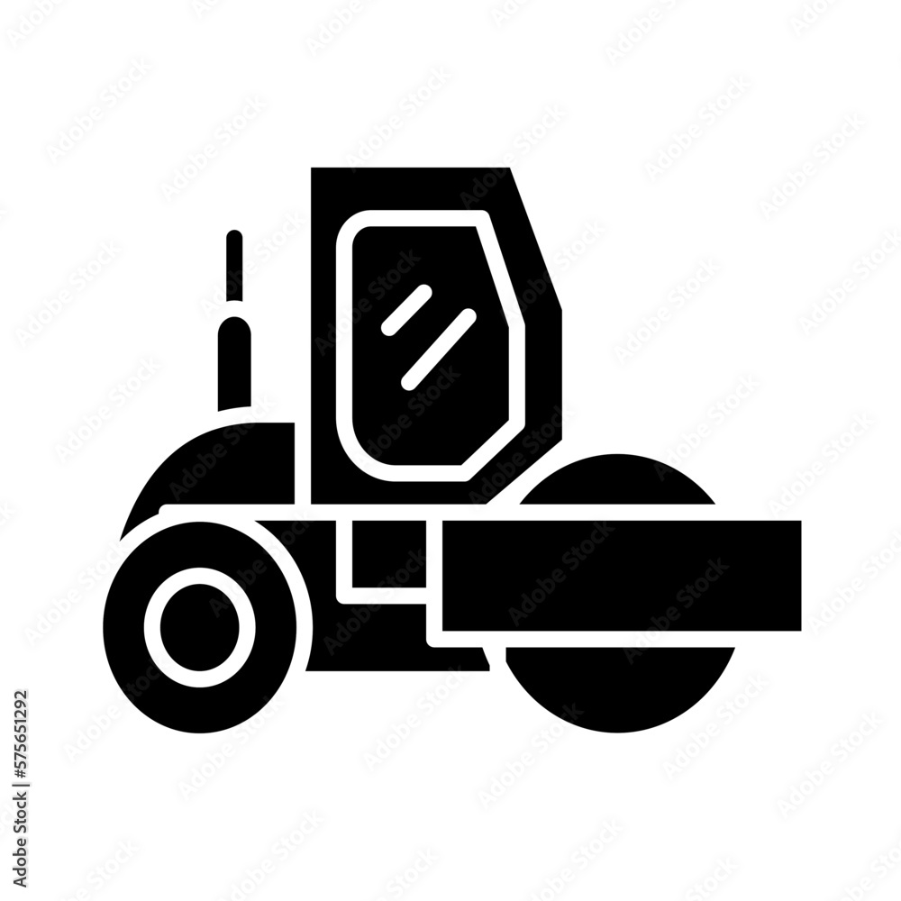 Solid ROAD ROLLER design vector icon