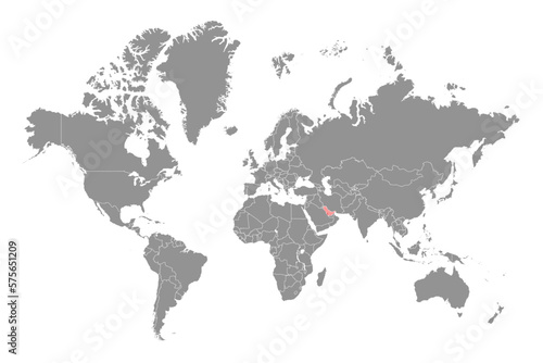 Persian Gulf on the world map. Vector illustration.