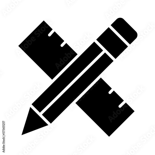 Solid PENCIL AND RULER design vector icon