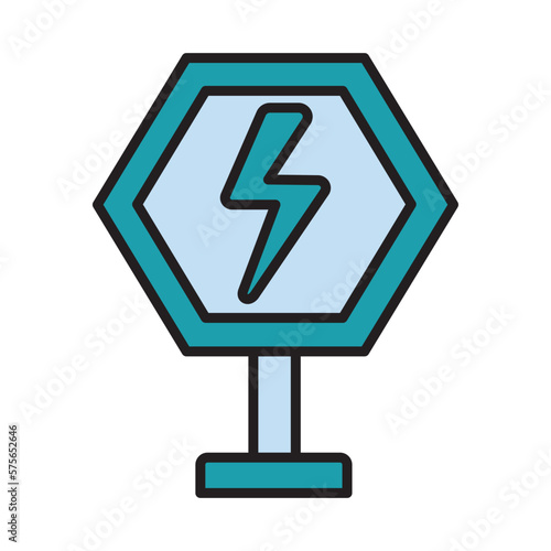 Filled Line LIGHT BOLT design vector icon