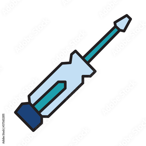 Filled Line SCREWDRIVER design vector icon