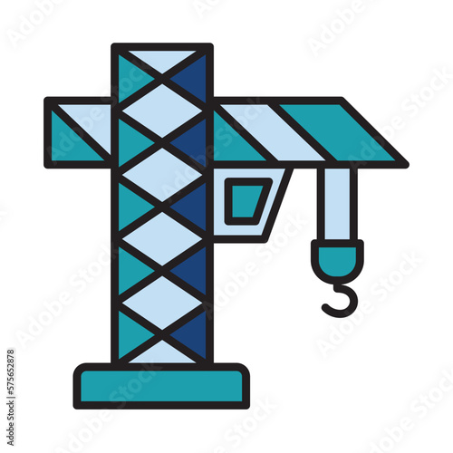 Filled Line TOWER CRANE design vector icon