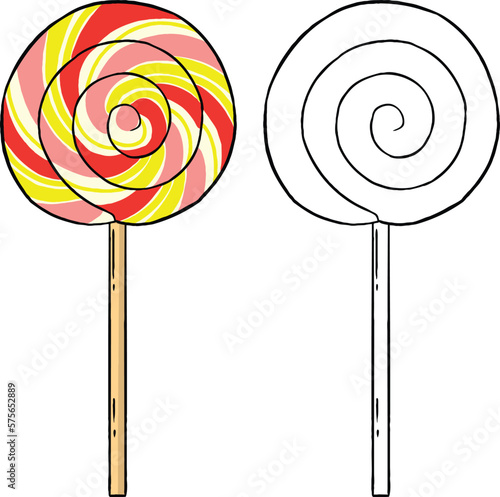 Colorful Lollipop. Perfect for practicing coloring, drawing, printing, wallpaper, prints, cards, etc.