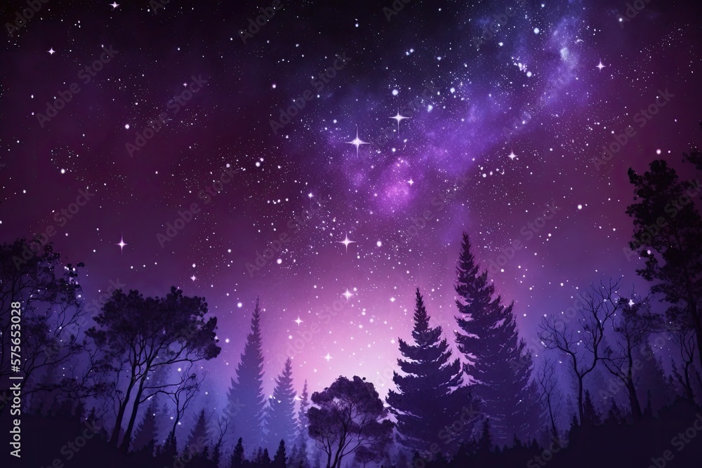 Starry night sky on a purple background. Generative AI Starry night sky on a purple background. Generative AI