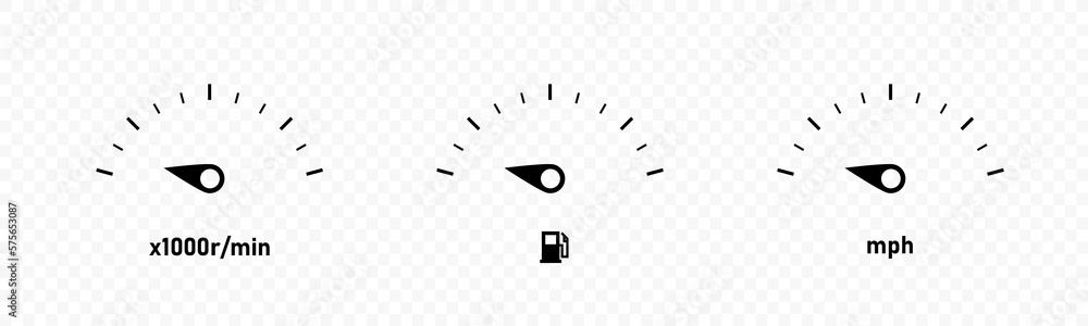 Vetor de Car dashboard. Wehicle gauge panel icons. RPM KMPH fuel icons ...