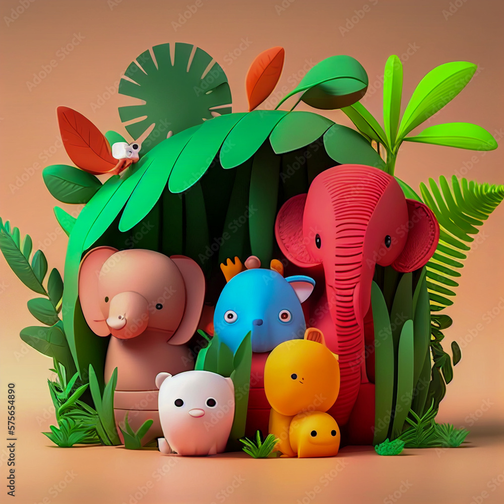 Naklejka premium jungle animals, illustration, kids children education