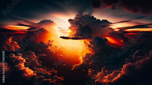 Beautiful sunset cloudy sky from aerial view © v.senkiv
