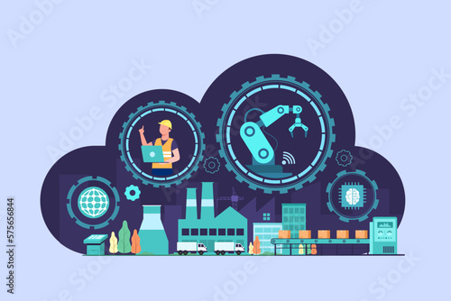 Technology system control infographic of industry 4.0