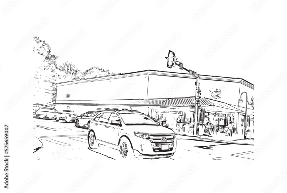 Building view with landmark of Port Angeles is the
city in Washington State. Hand drawn sketch illustration in vector. Building view with landmark of Port Angeles is the
city in Washington State. Hand drawn sketch illustration in vector.