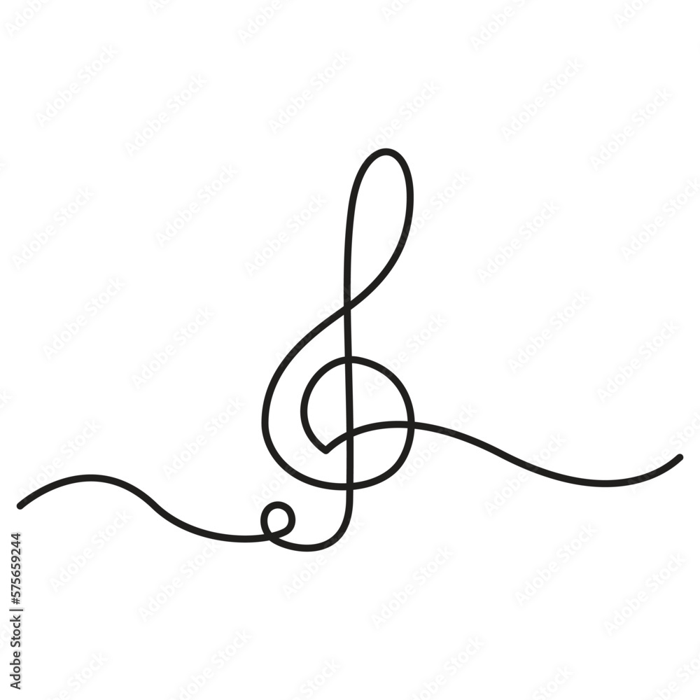 Obraz premium Musical note one line. White background. 