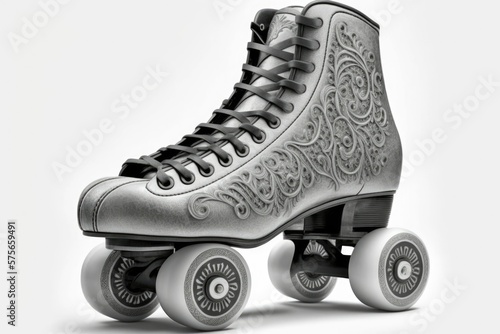 Retro roller skates isolated on white. Generative AI