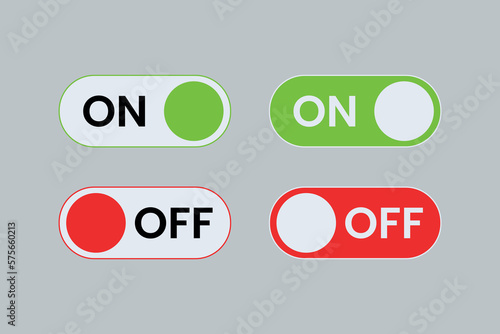On and Off toggle switch buttons vector
