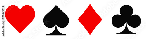 Set card suit icon vector, playing cards symbols sign - for stock