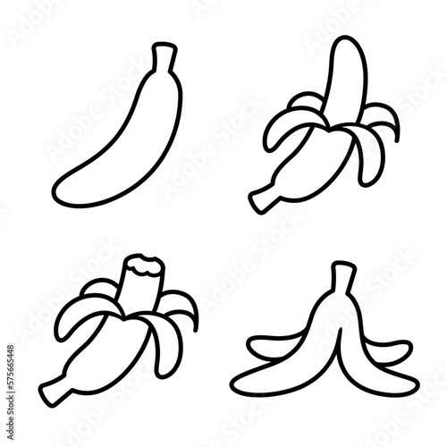 Banana doodle icon set
