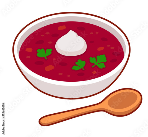 Borscht, beetroot soup illustration