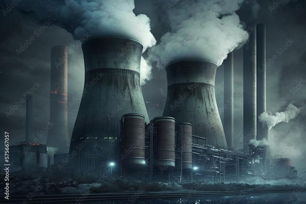 Industrial Power Illustration of Thermal Power Plants. Ai generated