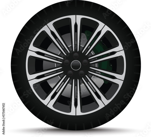 Car wheel. Tire with brake system