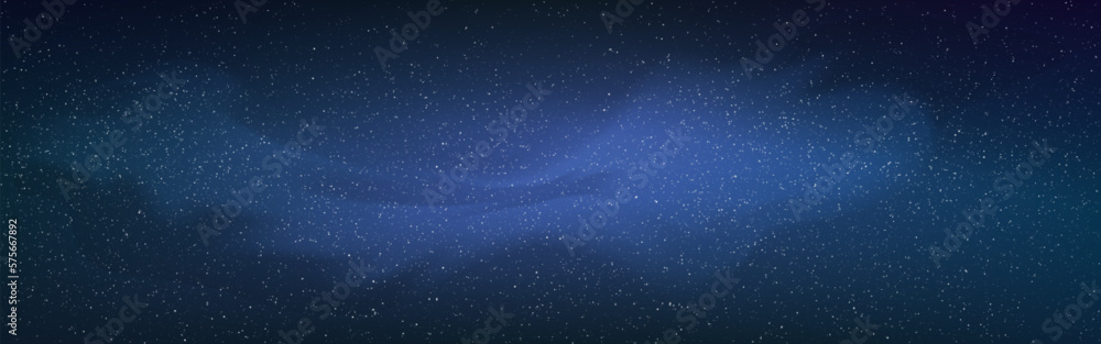 Cosmos milky way. Starry universe wide. Space background with stardust and nebula. Beautiful cosmic texture. Fantasy galaxy with shining stars. Vector illustration