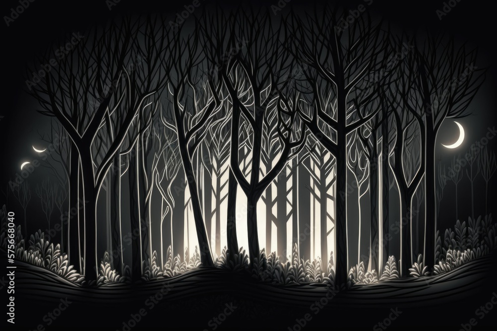 woods that are dark and foreboding. Generative AI