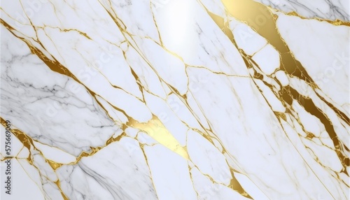Abstract White and Gold Marble Background, AI Generative