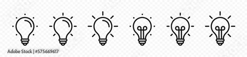 Lightbulb icon set. Lamp icons. Light bulb flat line vector icons. Idea concept. Vector graphic EPS