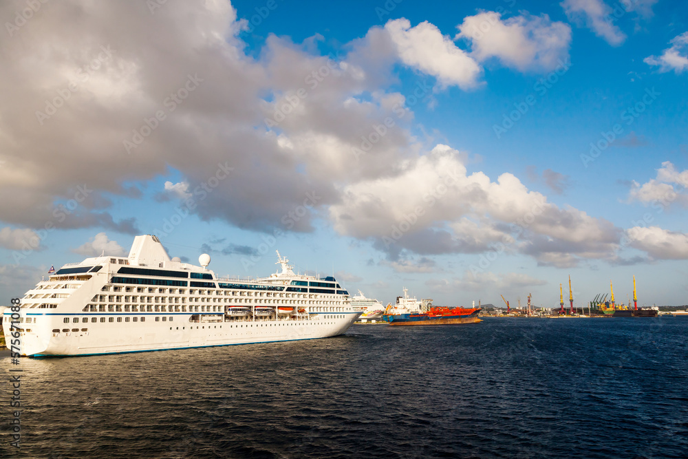 Cruise ships moored in the port.