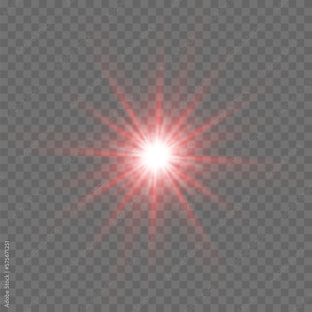Explosion of red glowing light on transparent background. Vector ...