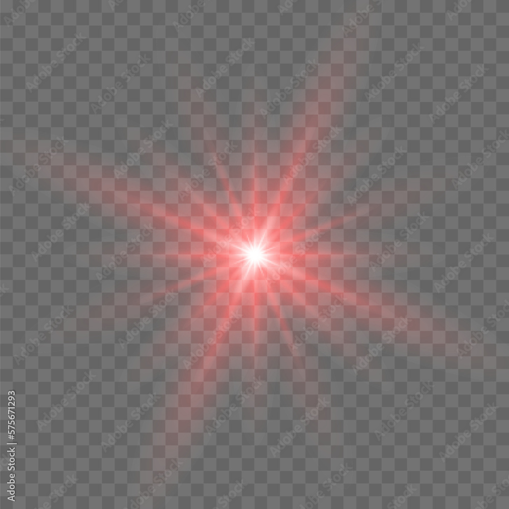 Explosion of red glowing light on transparent background. Vector ...