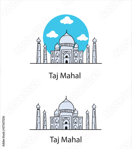 Taj Mahal Minimal hand drawing vector