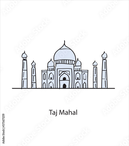 Taj Mahal Minimal hand drawing vector