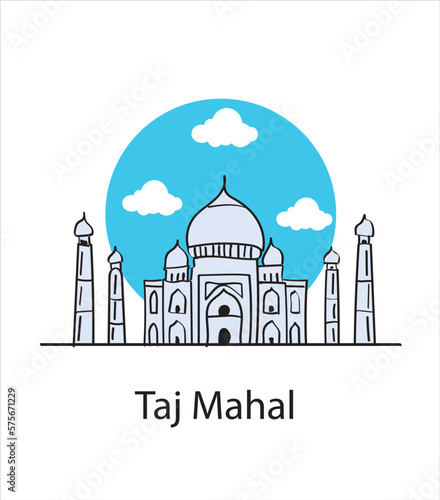 Taj Mahal Minimal hand drawing vector