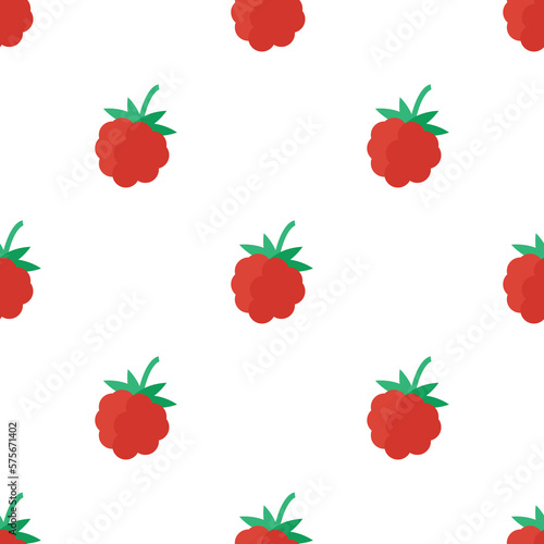 Fototapeta Naklejka Na Ścianę i Meble -  Seamless pattern with fresh raspberries in flat style