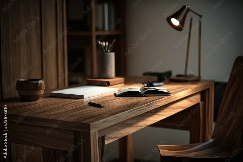 a opened book on the wooden desk with Generative AI a opened book on the wooden desk with Generative AI