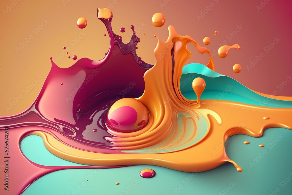 Floating Colors: Abstract Stock Illustration with floating colors. Ai generated.