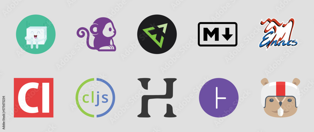 Collection of programming brand logo. Editorial vector logo collection ...