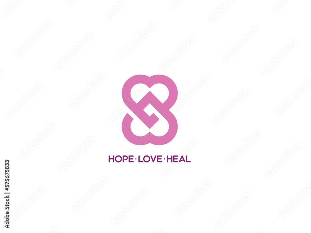 The stylized symbol with red hearts The stylized symbol with red hearts
