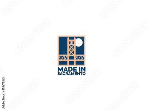 Flat Minimalist Sacramento Bridge bridge logo vector template on white background