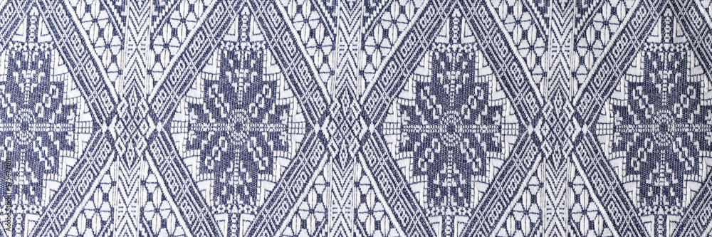 Indigo woodcut seamless ethnic geometric pattern closeup Indigo woodcut seamless ethnic geometric pattern closeup