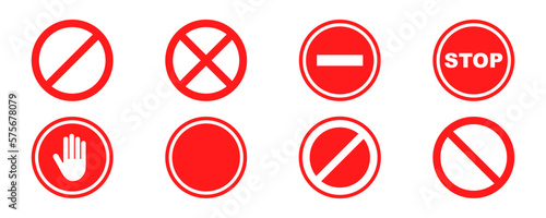 Free Download Set of red prohibited or not allowed signs. Round stop sign. Ban, forbidden, restricted road signs. Not entry. - GFXLoad