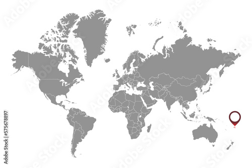 Koro Sea on the world map. Vector illustration.