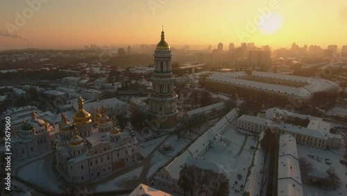 National Kyiv-Pechersk Historical Cultural Preserve. Aerial. Ukraine. Kyiv. Winter