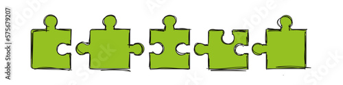 Puzzle Grün Band Banner Zeichnung Skizze 